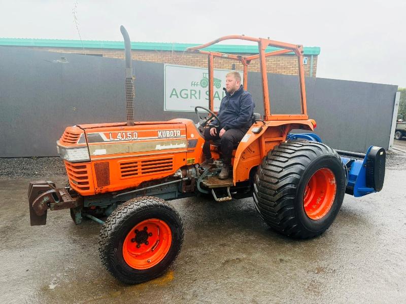 KUBOTA L4150 4WD TRACTOR*C/W RYETECH FLAIL MULCHER*VIDEO*