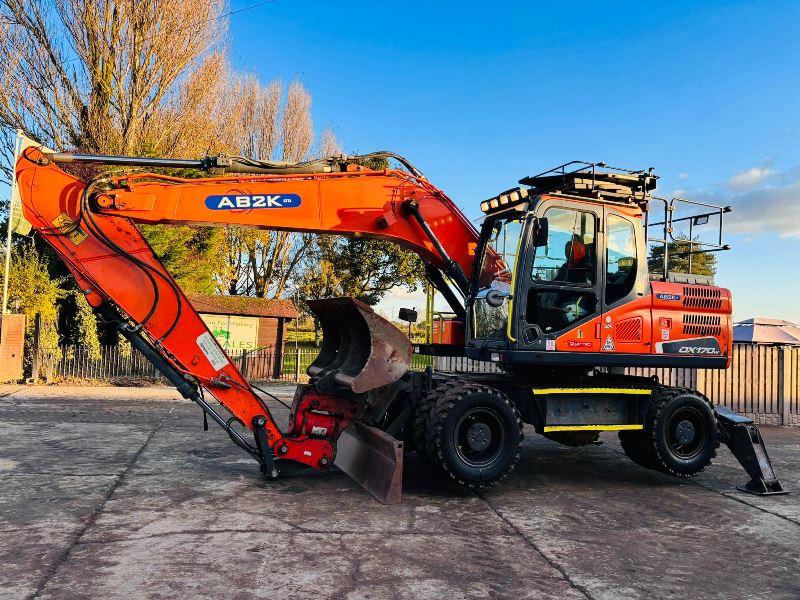 DOOSAN DX170W 4WD WHEELED EXCAVATOR *YEAR 2016* C/W HYDRAULIC TILITING QH *VIDEO*