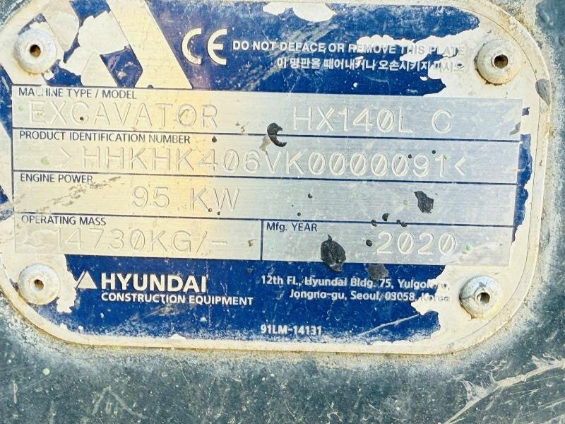 HYUDAI HX140L C EXCAVATOR*C/W BLOCK PADS*YEAR 2020*VIDEO*