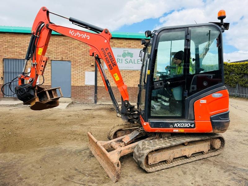 KUBOTA KX030-4 EXCAVATOR*C/W TILT BUCKET*2296 HOURS*YEAR 2019*VIDEO*