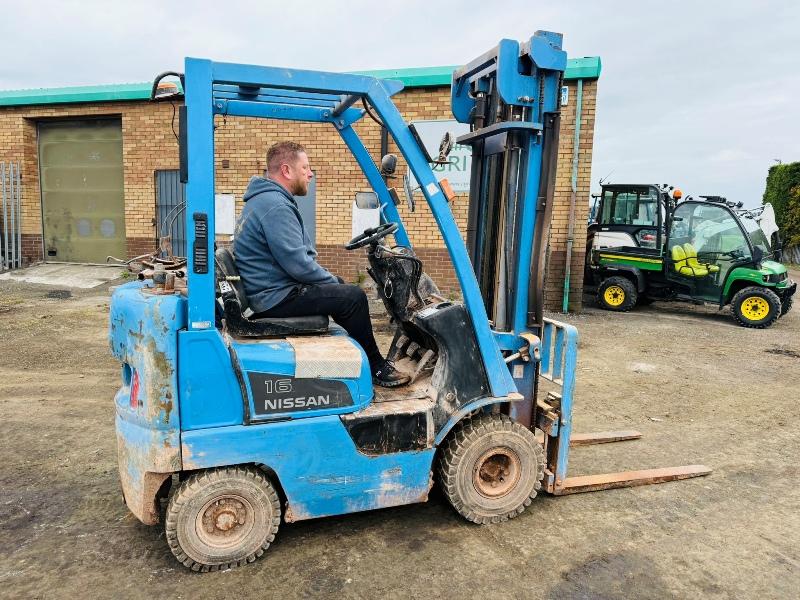 NISSAN 16 PETROL/GAS FORKLIFT*C/W SIDESHIFT*YEAR 2010*VIDEO*