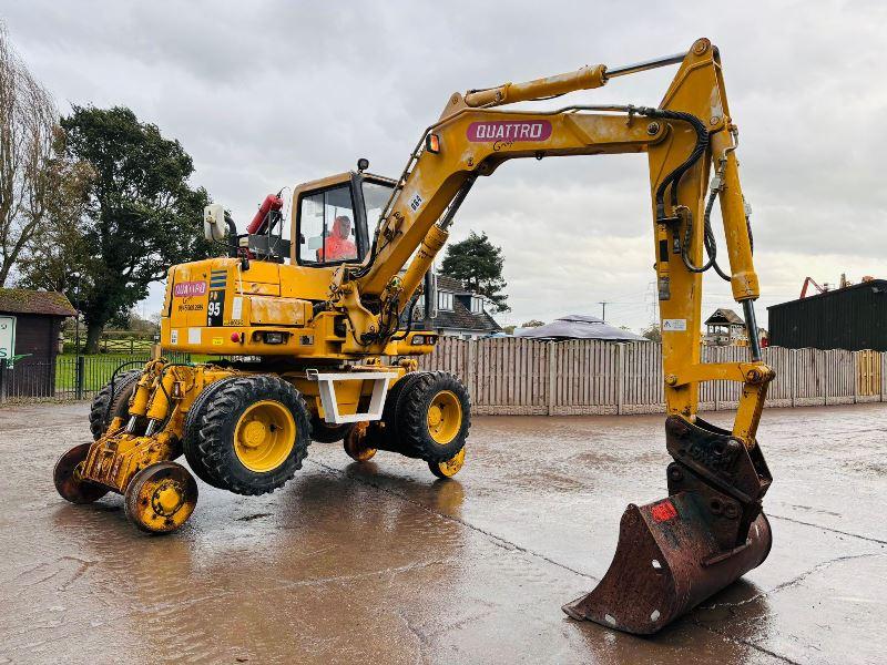 KOMATSU PW95R 4WD WHEELED EXCAVATOR C/W QUICK HITCH & RAILWAY GEAR *VIDEO*