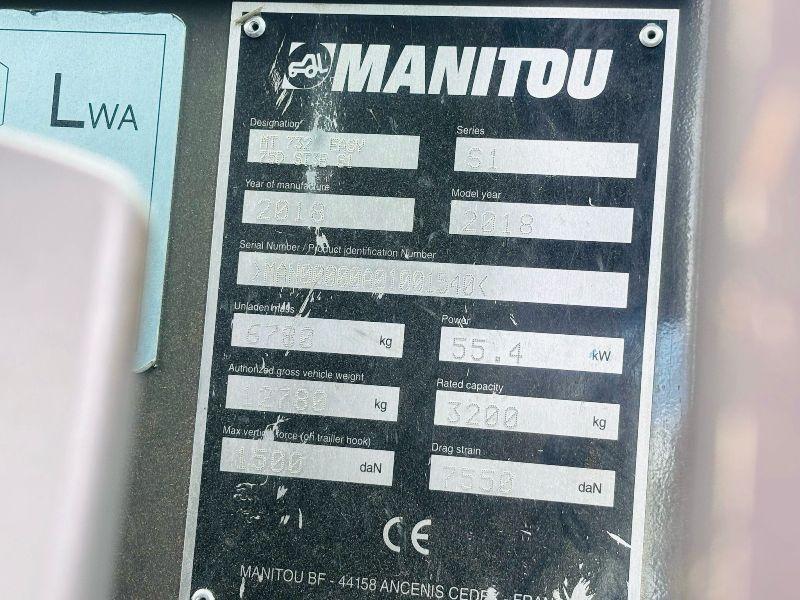 MANITOU MLT732 TELEHANDLER JOYSTICK CONTROLS*YEAR 2018*C/W PALLET TINES*VIDEO*