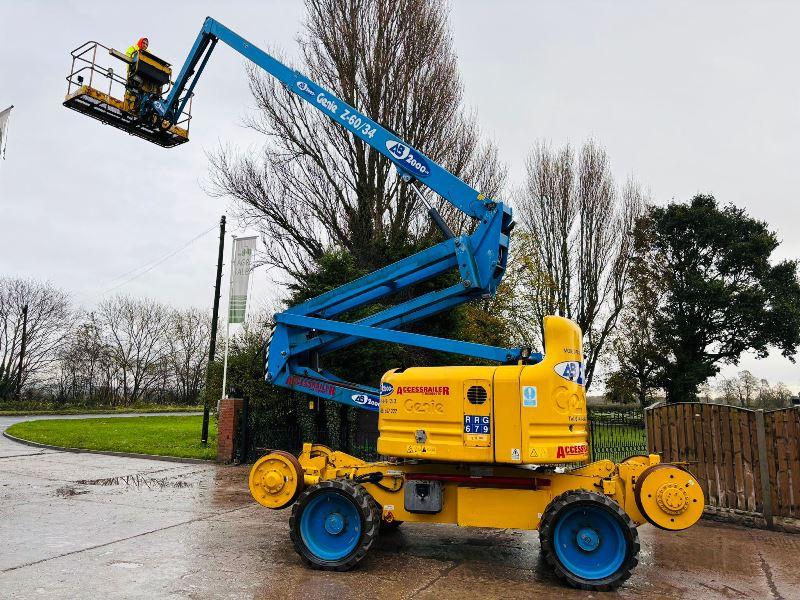 GENIE Z-60/34 4WD RAIL ROAD BOOM LIFT *20.3 METERS, YEAR 2013, 3912 HOURS* VIDEO*