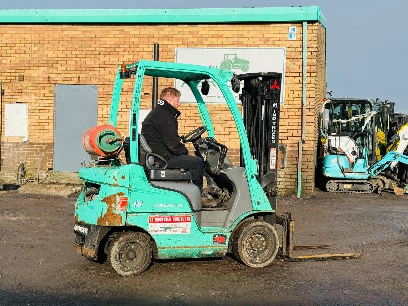 MITSUBISHI FG18N FORKLIFT*C/W SIDESHIFT AND PALLET TINES*VIDEO*