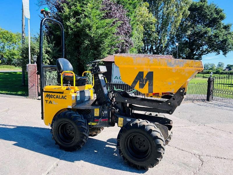 MECALAC TA1HT 1 TON HIGH TIP DUMPER *YEAR 2018, 1362 HOURS* C/W ROLE BAR *VIDEO*