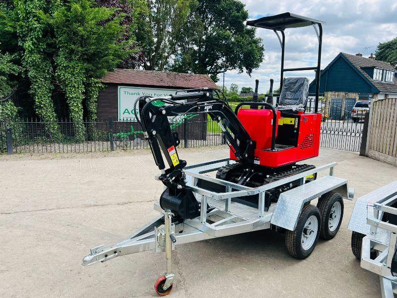 UNUSED JPC PC10 EXCAVATOR * YEAR 2023, CHOICE OF 2* C/W TWIN AXLE TRAILER*VIDEO*