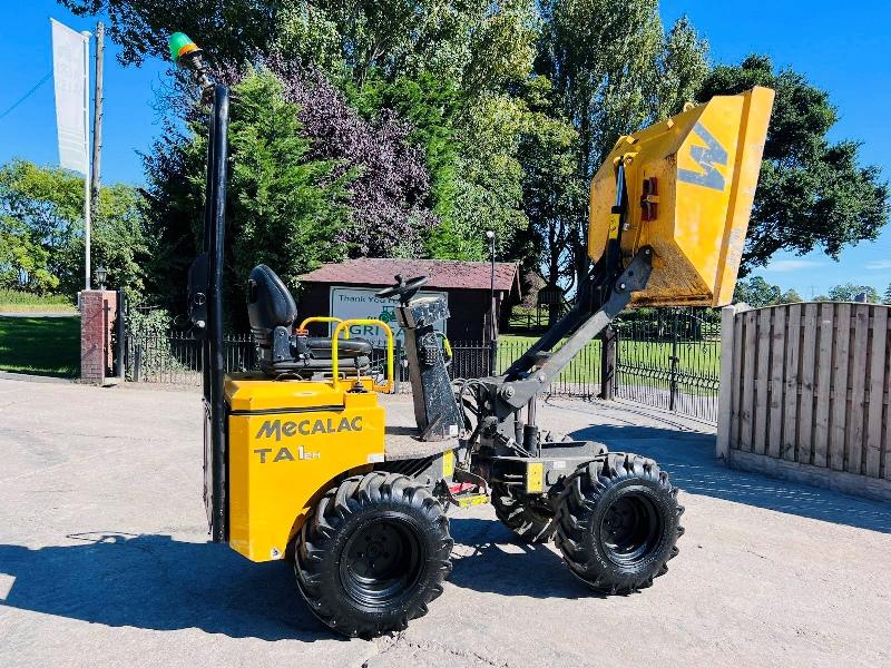 MECALAC TA1HT 1 TON HIGH TIP DUMPER *YEAR 2018, 1362 HOURS* C/W ROLE BAR *VIDEO*