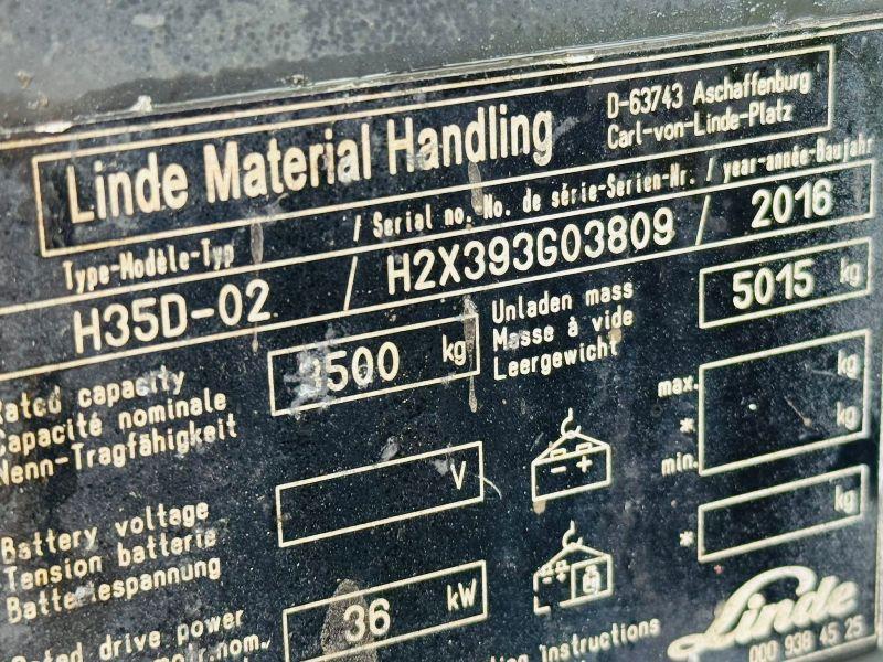 LINDE H35D-02 FORKLIFT*C/W PALLET TINES*YEAR 2016*VIDEO*