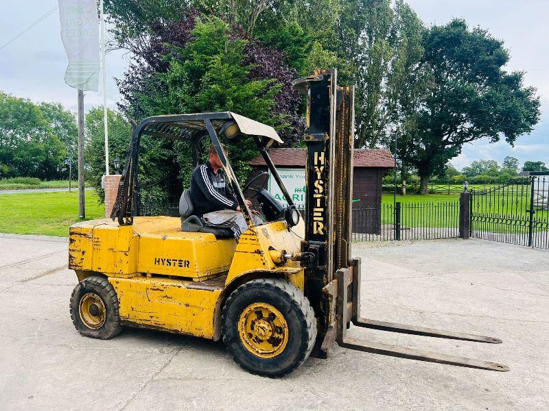 HYSTER DIESEL FORKLIFT C/W 2 STAGE MAST & PERKINS ENGINE *VIDEO*