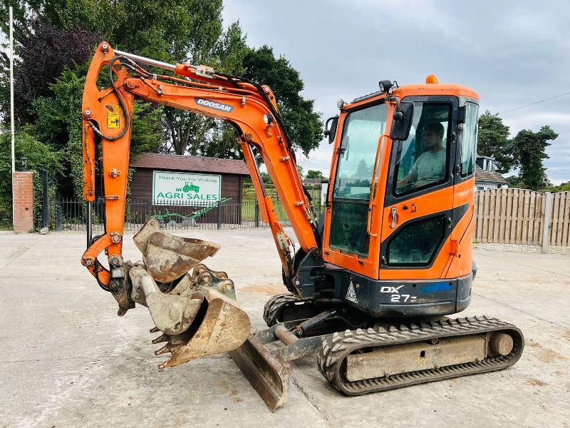DOOSAN DX27Z TRACKED EXCAVATOR * ZERO SWING , YEAR 2014 * C/W 3 X