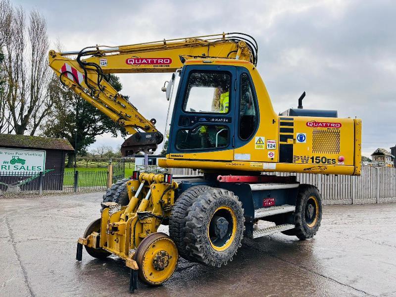 KOMATSU PW150ES-6K 4WD WHEELED EXCAVATOR C/W QUICK HITCH & RAILWAY GEAR *VIDEO*