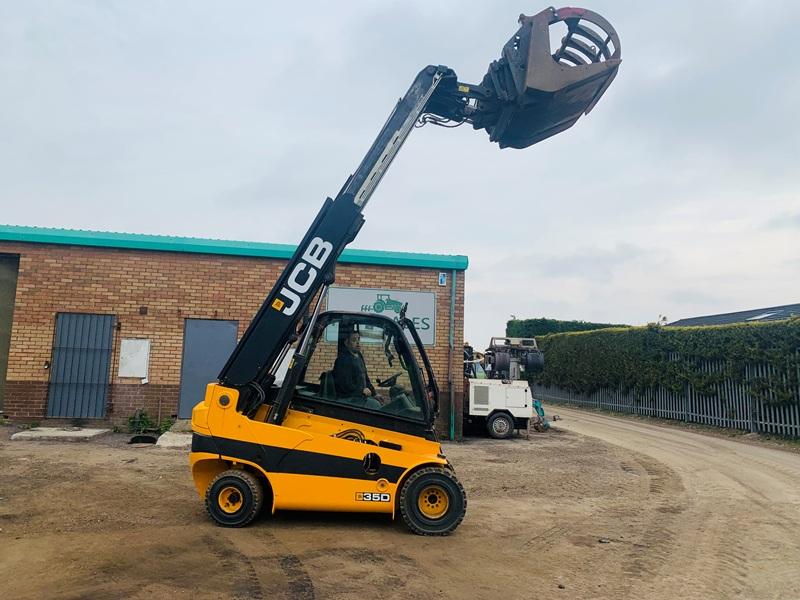 JCB 35D TELETRUK*YEAR 2018*C/W HYDRAULIC MUCK GRAB BUCKET*VIDEO*