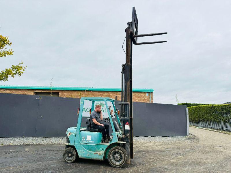 MITSUBISHI FD20K CONTAINER SPEC FORKLIFT*C/W PALLET TINES*VIDEO*