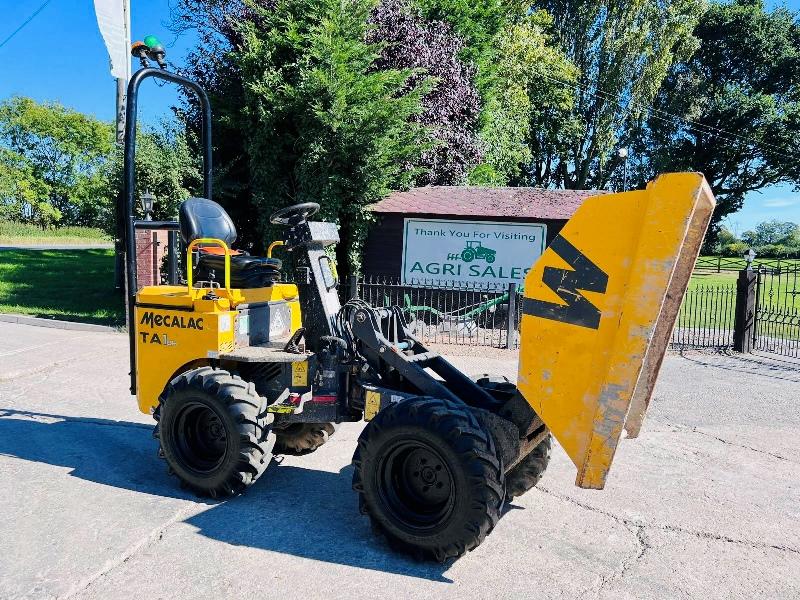 MECALAC TA1HT 1 TON HIGH TIP DUMPER *YEAR 2018, 1362 HOURS* C/W ROLE BAR *VIDEO*