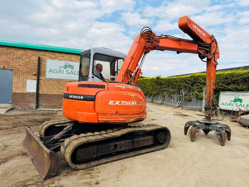 HITACHI EX75UR EXCAVATOR*C/W 5 TINE SCRAP GRAB*VIDEO*