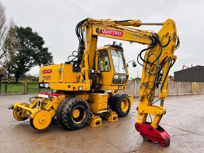 O&K MH5Z 4WD WHEELED EXCAVATOR C/W RAILWAY GEAR & 4 X SUPPORT LEGS *VIDEO*