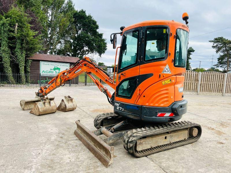 DOOSAN DX27Z TRACKED EXCAVATOR * ZERO SWING , YEAR 2014 * C/W 3 X BUCKETS *VIDEO*