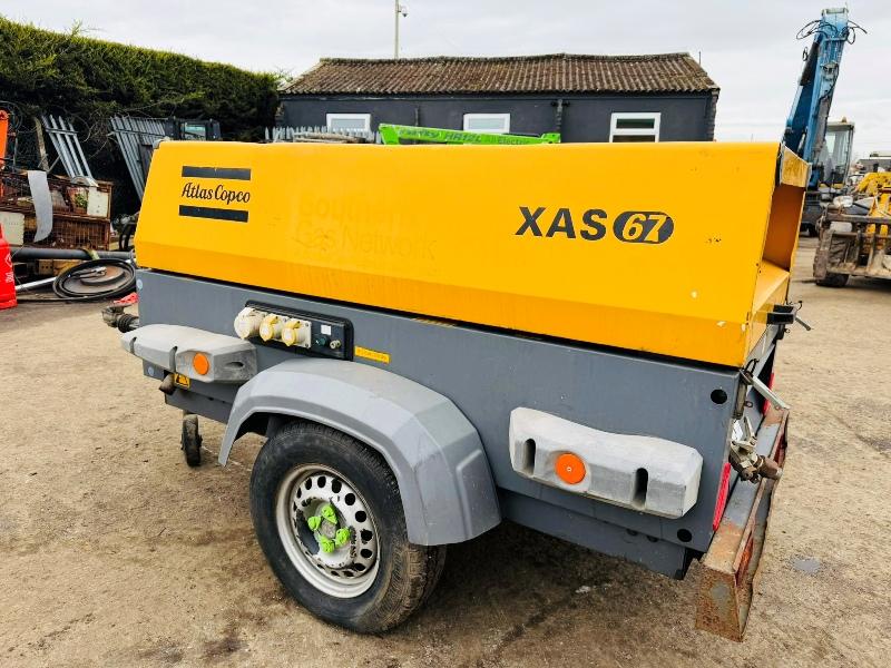 ATLAS COPCO XAS67 TOWABLE AIR COMPRESSOR*C/W DEUTZ ENGINE*VIDEO*