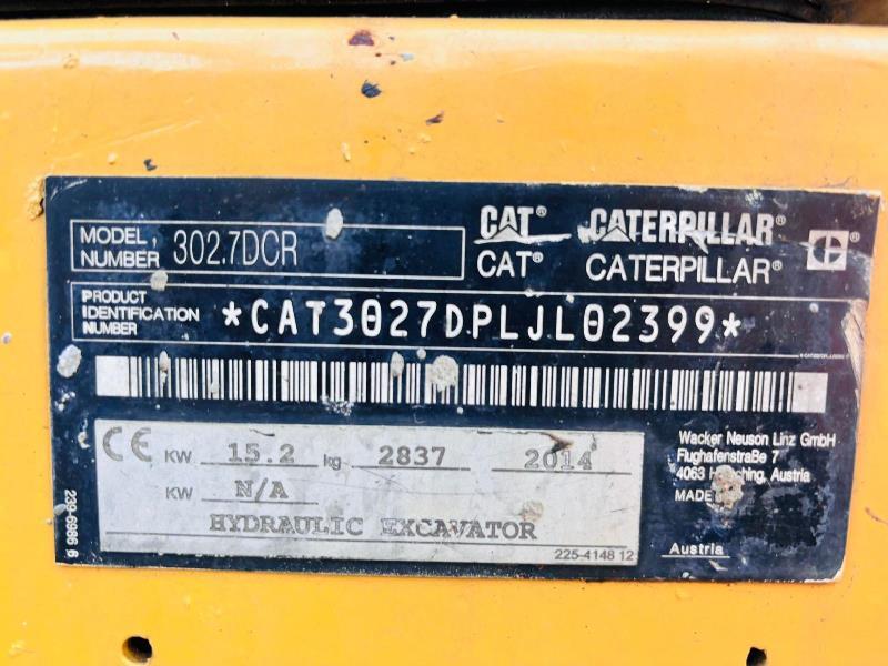 CATERPILLAR 302.7 TRACKED EXCAVATOR *YEAR 2014* C/W QUICK HITCH *VIDEO*