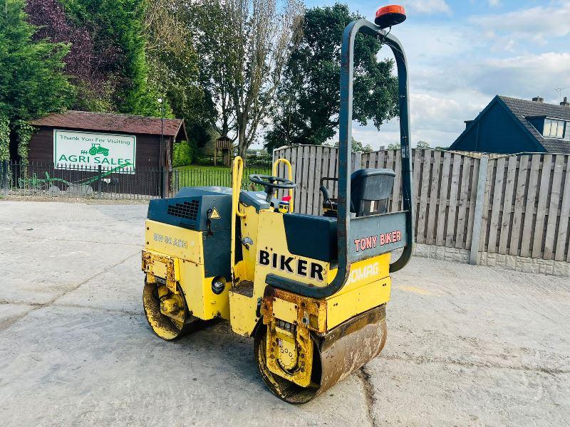 BOMAG BW80 ADH DOUBLE DRUM ROLLER C/W ROLE BAR *VIDEO*