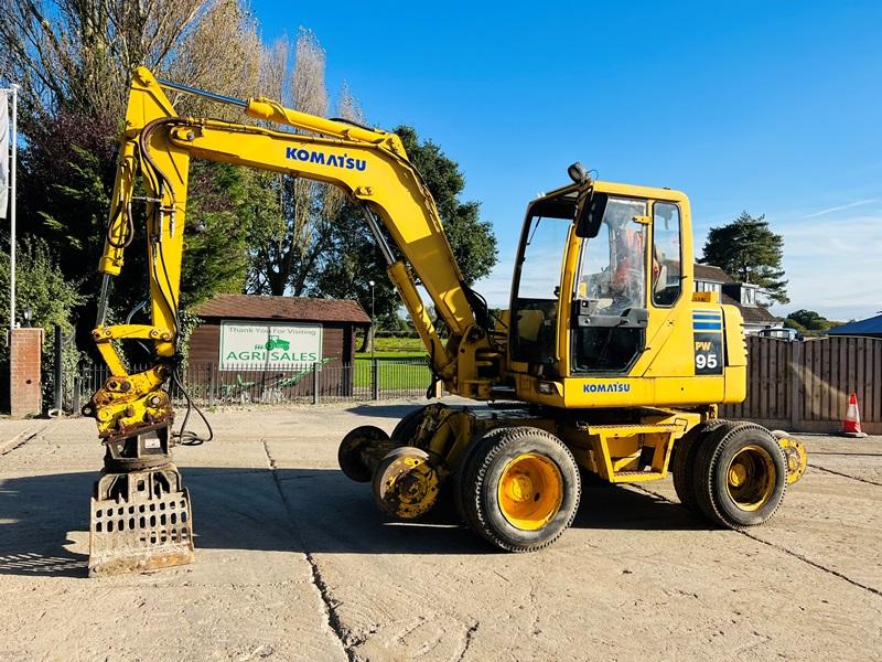 KOMATSU PW95 4WD WHEELED EXCAVATOR C/W 4WS & RAILWAY RUNNING GEAR *VIDEO*