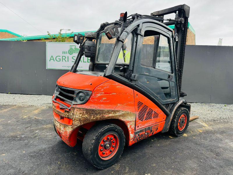 LINDE H40D 2 STAGE MASTED FORKLIFT*YEAR 2008*C/W ROTATING TINES*VIDEO*