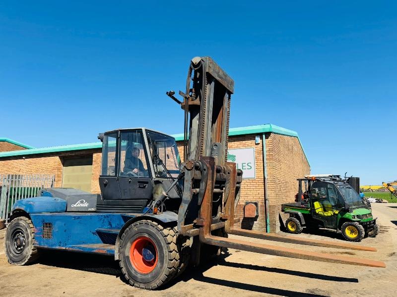 LINDE H160/02 FORKLIFT*C/W SIDE SHIFT*16 TONNE LIFT*VIDEO*