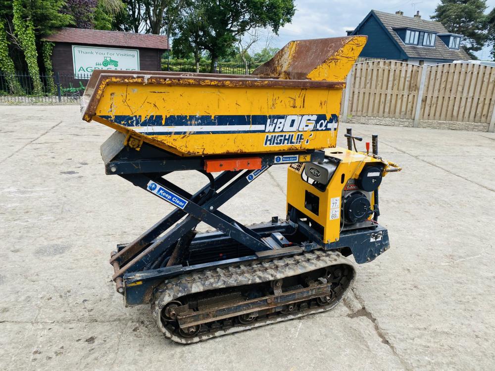 WB06DHL HIGH LIFT & HIGH TIP TRACKED PEDESTRIAL DUMPER * YEAR 2009 , 755 HOURS * 
