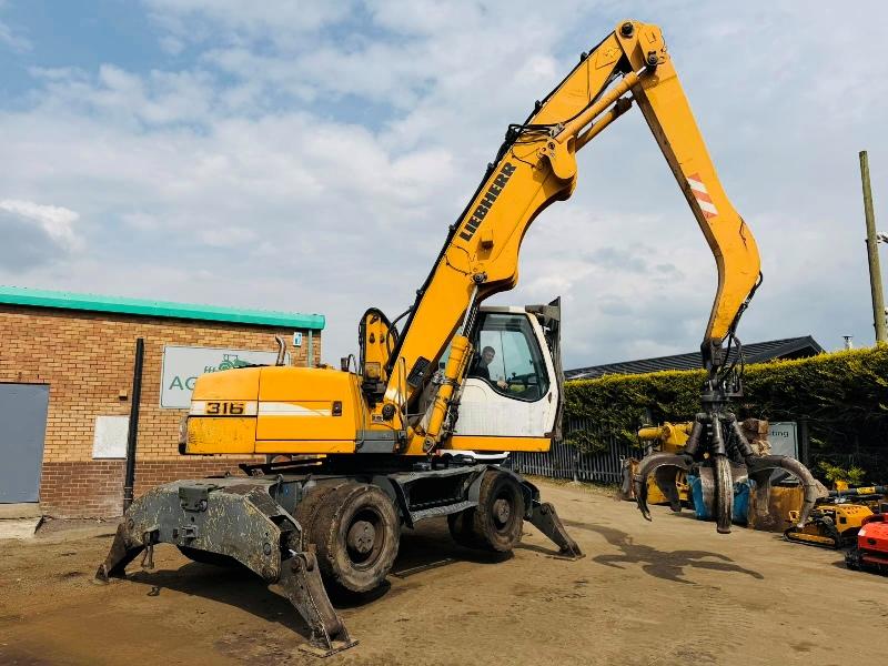 LIEBHERR 316 HRC SCRAP HANDLER*C/W ROTATING SCRAP GRAB*VIDEO*