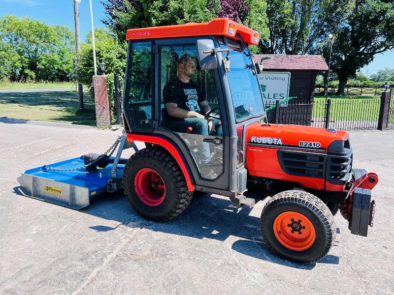 KUBOTA B2410 4WD COMPACT TRACTOR C/W FLEMMING TOPPER & FRONT WEIGHTS *VIDEO*