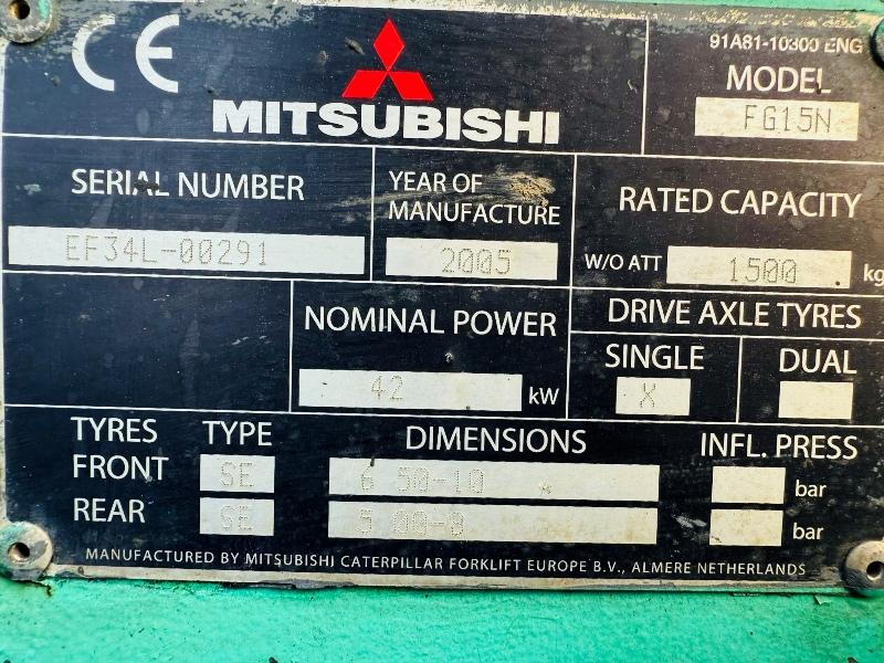 MITSUBISHI FG15N GAS FORKLIFT*C/W PALLET TINES*VIDEO*