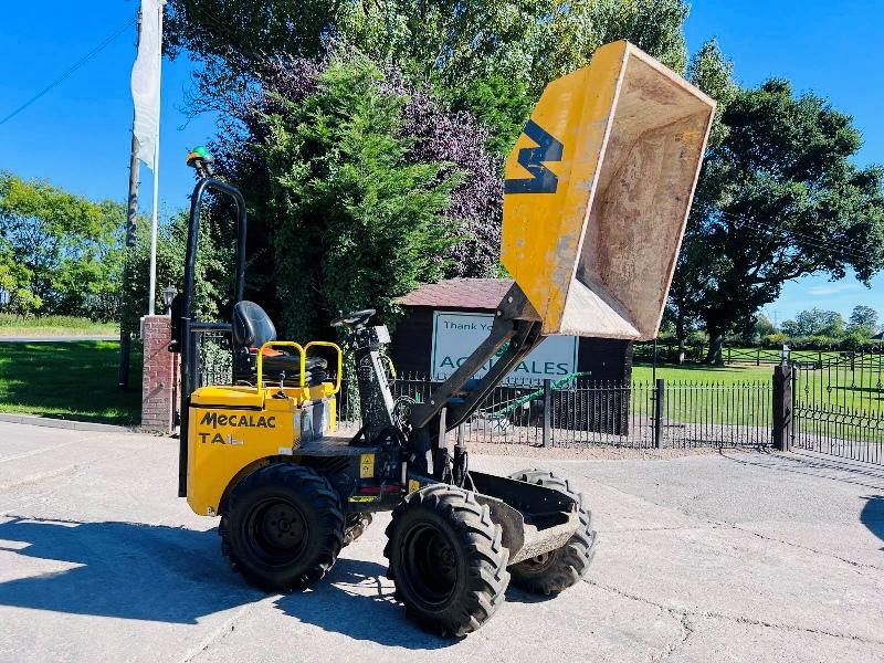 MECALAC TA1HT 1 TON HIGH TIP DUMPER *YEAR 2018, 1362 HOURS* C/W ROLE BAR *VIDEO*