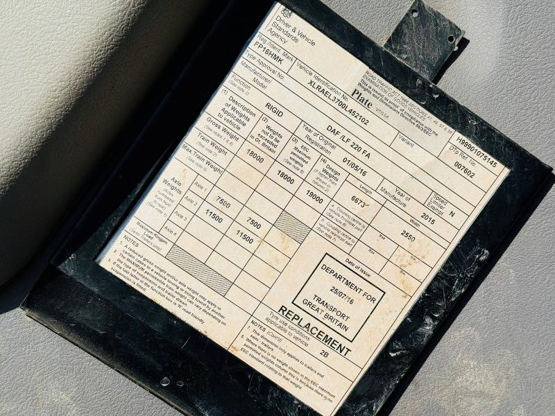 DAF LF220FA RIGID SKIP LORRY*YEAR 2016*VIDEO*