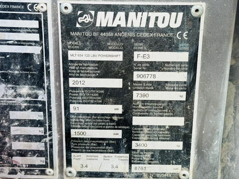 MANITOU MLT 634-120 LSU PS *C/W BUCKET*YEAR 2012*SPARES AND REPAIRS*VIDEO*