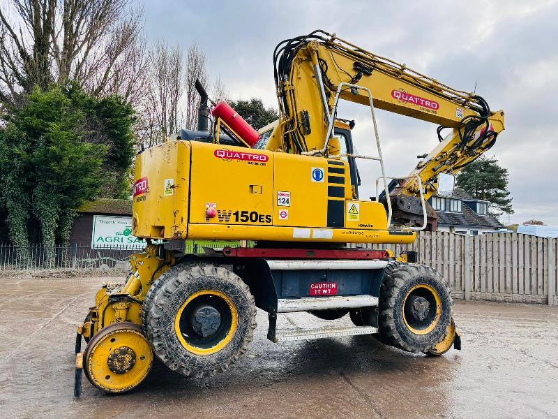 KOMATSU PW150ES-6K 4WD WHEELED EXCAVATOR C/W QUICK HITCH & RAILWAY GEAR *VIDEO*