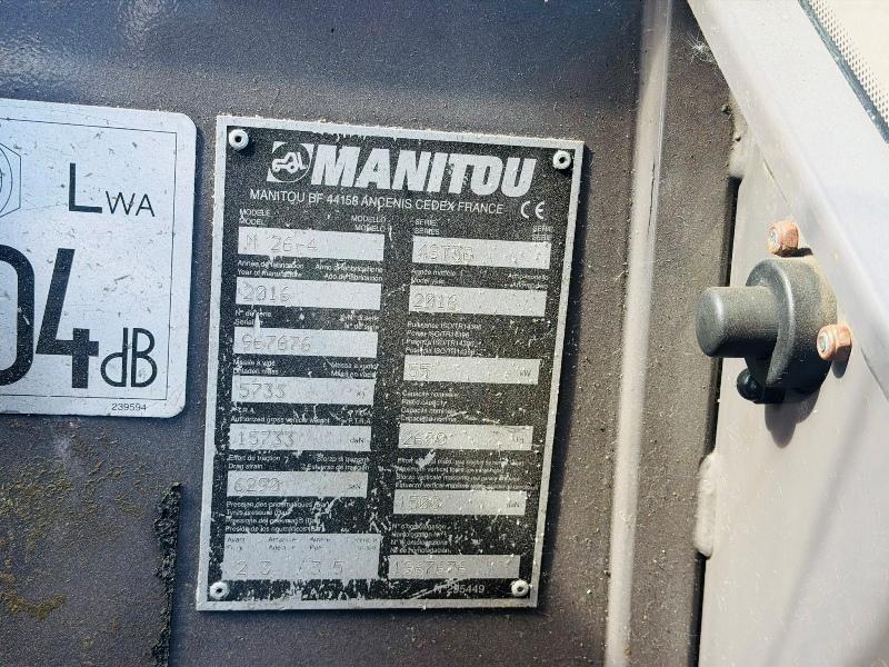 MANITOU M26-4 ROUGH TERRAIN FORKLIFT*YEAR 2016*C/W PALLET TINES*VIDEO*