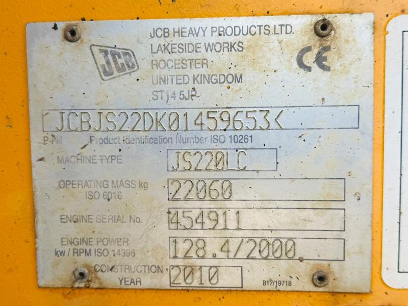 JCB JS220 LC TRACKED EXCAVATOR*C/W BUCKET*YEAR 2010*VIDEO*
