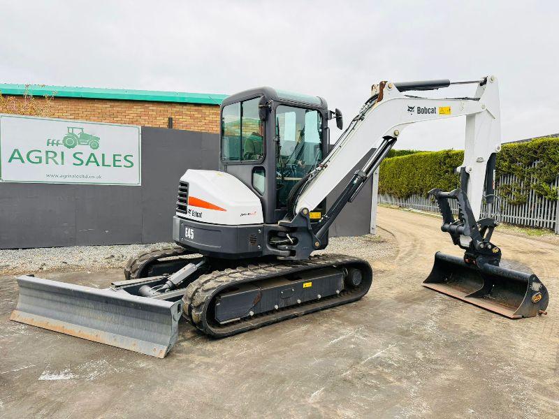 BOBCAT E45 EXCAVATOR *YEAR 2017*ONLY 257 HOURS*C/W HYDRAULIC THUMB*VIDEO*
