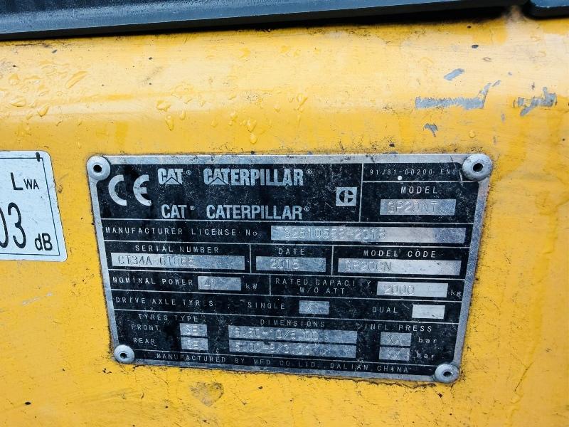 CATERPILLAR GP20NT FORKLIFT*YEAR 2015*C/W PALLET TINES*VIDEO*
