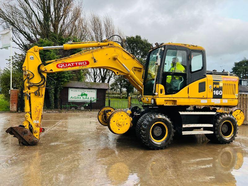 KOMATSU PW160ES-7K 4WD WHEELED EXCAVATOR C/W QUICK HITCH & RAILWAY GEAR *VIDEO*