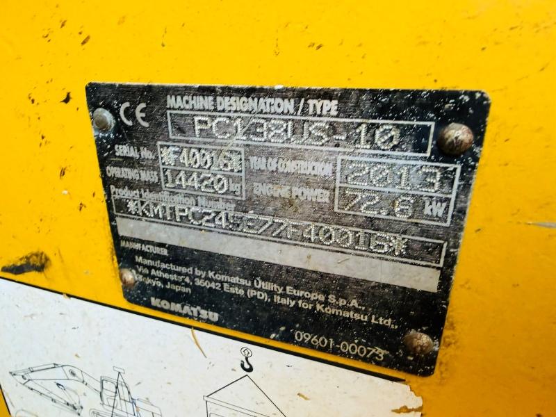 KOMATSU PC138 US EXCAVATOR*ENGINE SMOKES*C/W BUCKET*YEAR 2013*VIDEO*