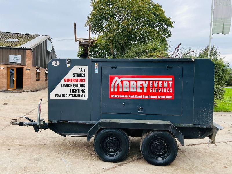 YORPOWER YP40EM MOBILE 40KVA TWIN AXLE GENERATOR C/W PERKINS ENGINE *VIDEO* 