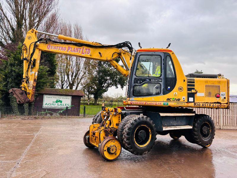 KOMATSU PW150ES-6K 4WD WHEELED EXCAVATOR C/W QUICK HITCH & RAILWAY GEAR *VIDEO*