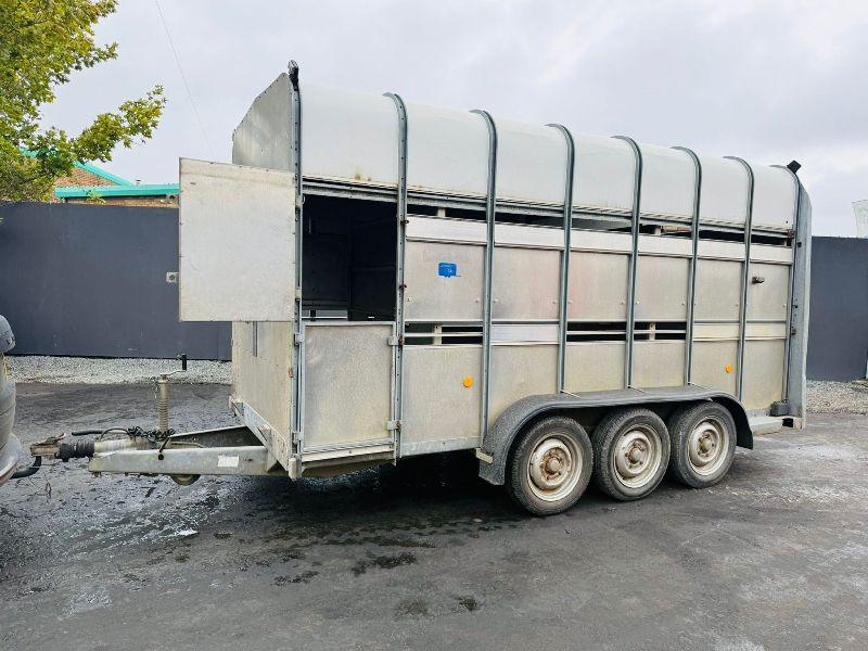 IFOR WILLIAMS TRI AXLE 14FT X 7FT CATTLE TRAILER*C/W 2 PARTITIONS*VIDEO*