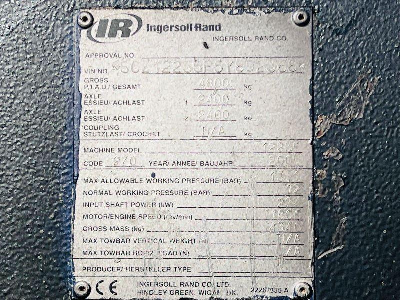INGERSOL RAND 12235 850CFM TWIN AXLE COMPRESSOR C/W CUMMINS ENGINE 