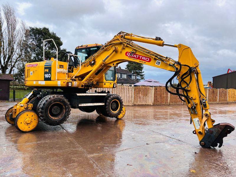 KOMATSU PW160ES-7K 4WD WHEELED EXCAVATOR C/W QUICK HITCH & RAILWAY GEAR *VIDEO*