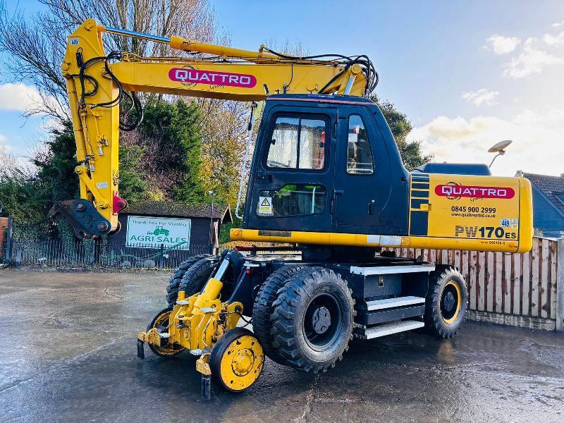 KOMATSU PW170ES-6K 4WD WHEELED EXCAVATOR C/W QUICK HITCH & RAILWAY GEAR *VIDEO*