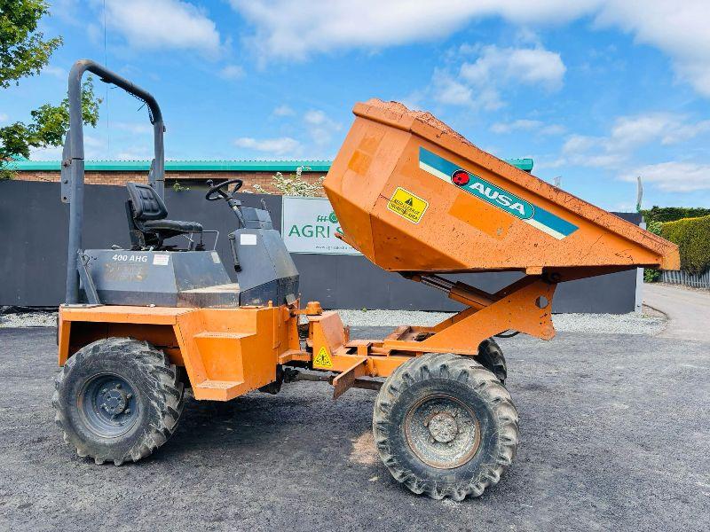 AUSA 400 AHG 4 TONNE SWIVLE TIP DUMPER *C/W ROLL BAR*VIDEO*