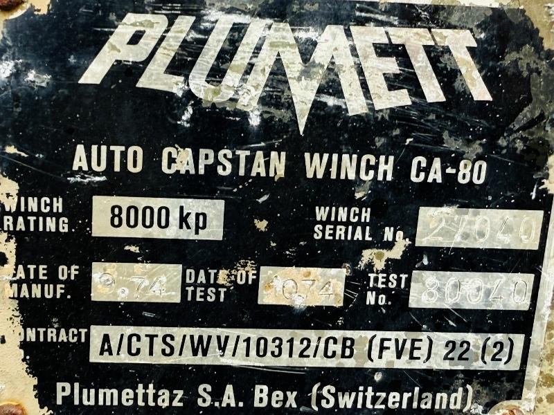 PLUMETT AUTO CAPSTAN WINCH CA-80*VIDEO*